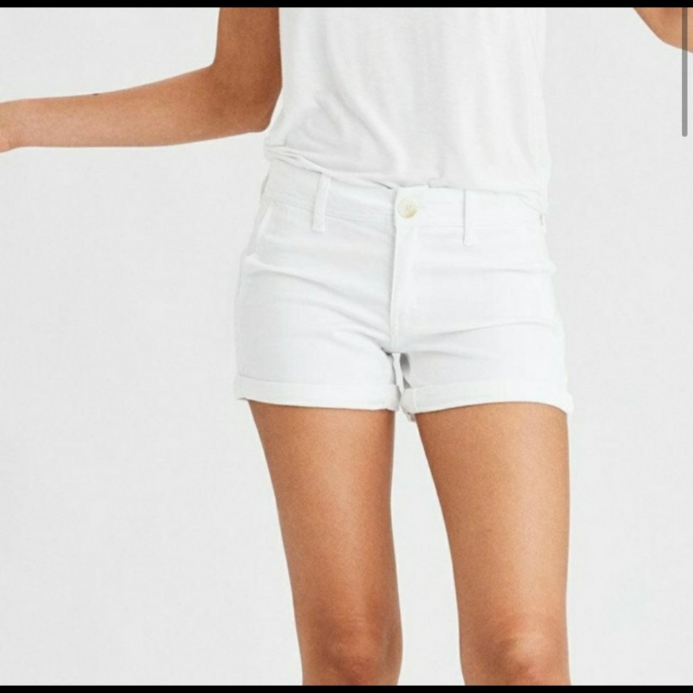 American Eagle white denim cutoff shorts